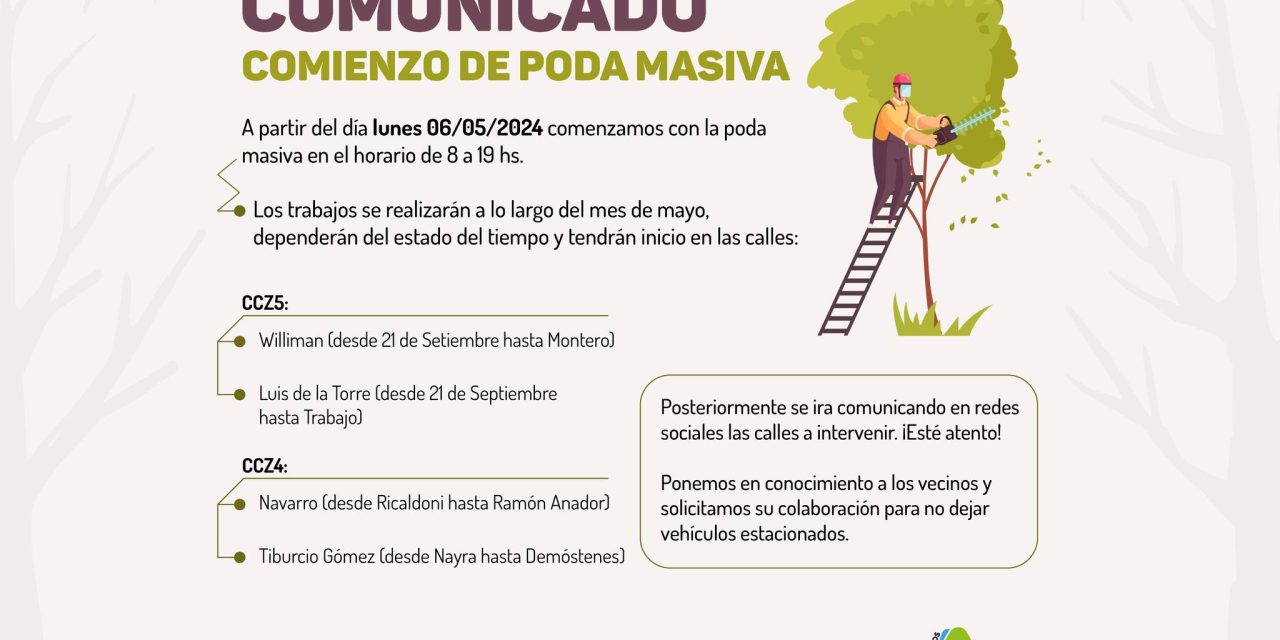 Poda masiva a partir del lunes 6 de mayo: ¿en dónde será?