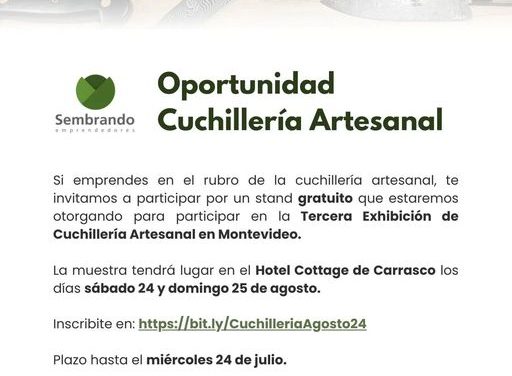 Invitación a participar a emprendedores dedicados a la cuchillería artesanal