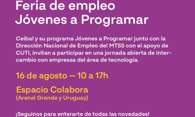 Jóvenes participan de la primera feria de empleo en tecnología organizada por Ceibal y el Ministerio de Trabajo