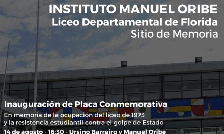 Se inaugura la placa en memoria de la ocupación del liceo departamental de Florida en 1973