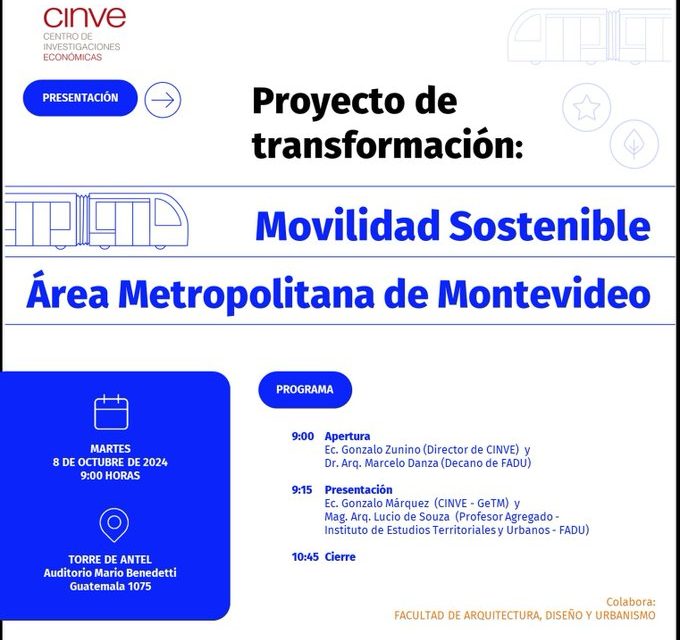 GeTM de Cinve presentará las propuestas de transformación para el transporte público para el Área Metropolitana de Montevideo