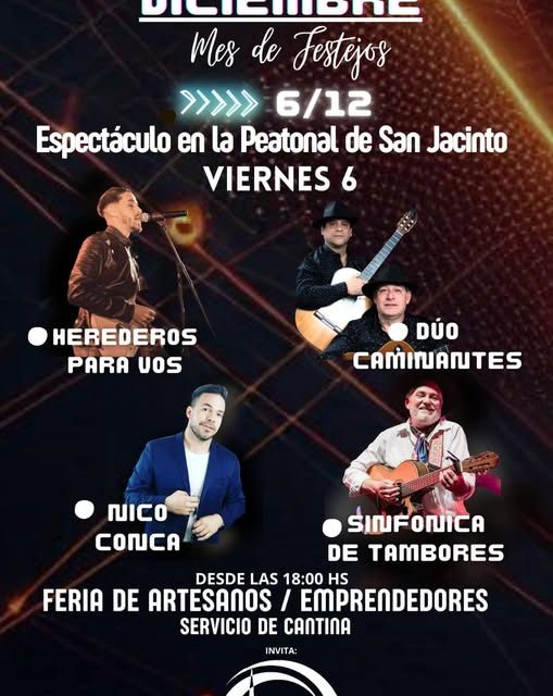 Espectáculo en San Jacinto este viernes 6 de diciembre