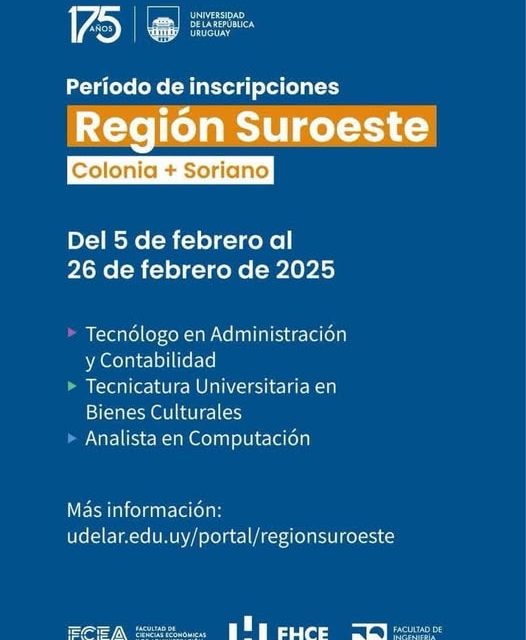 Período de Inscripciones en Región Suroeste de la Udelar